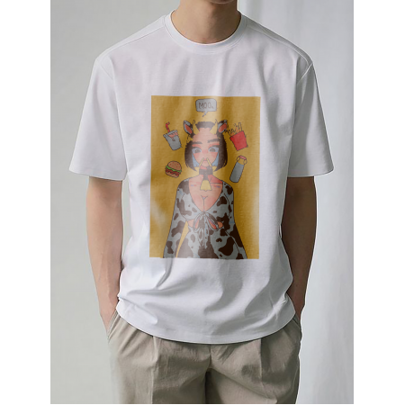 Tricou Fata cu coarne Moo bumbac